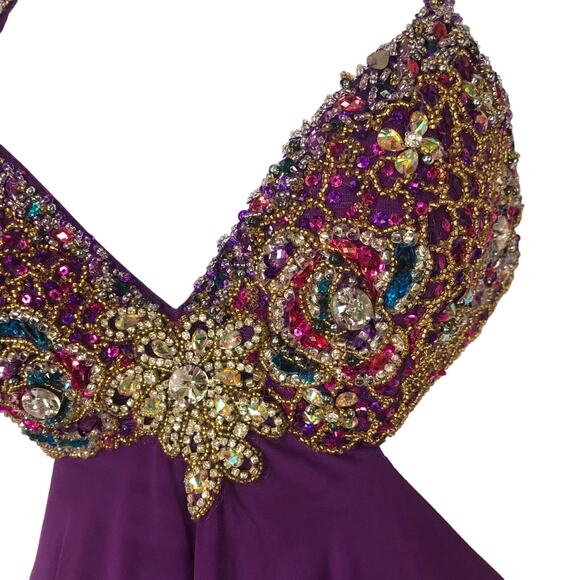 Dave & Johnny sexy side and back cutout with jewels & Sequence purple size 2 - Picture 4 of 12